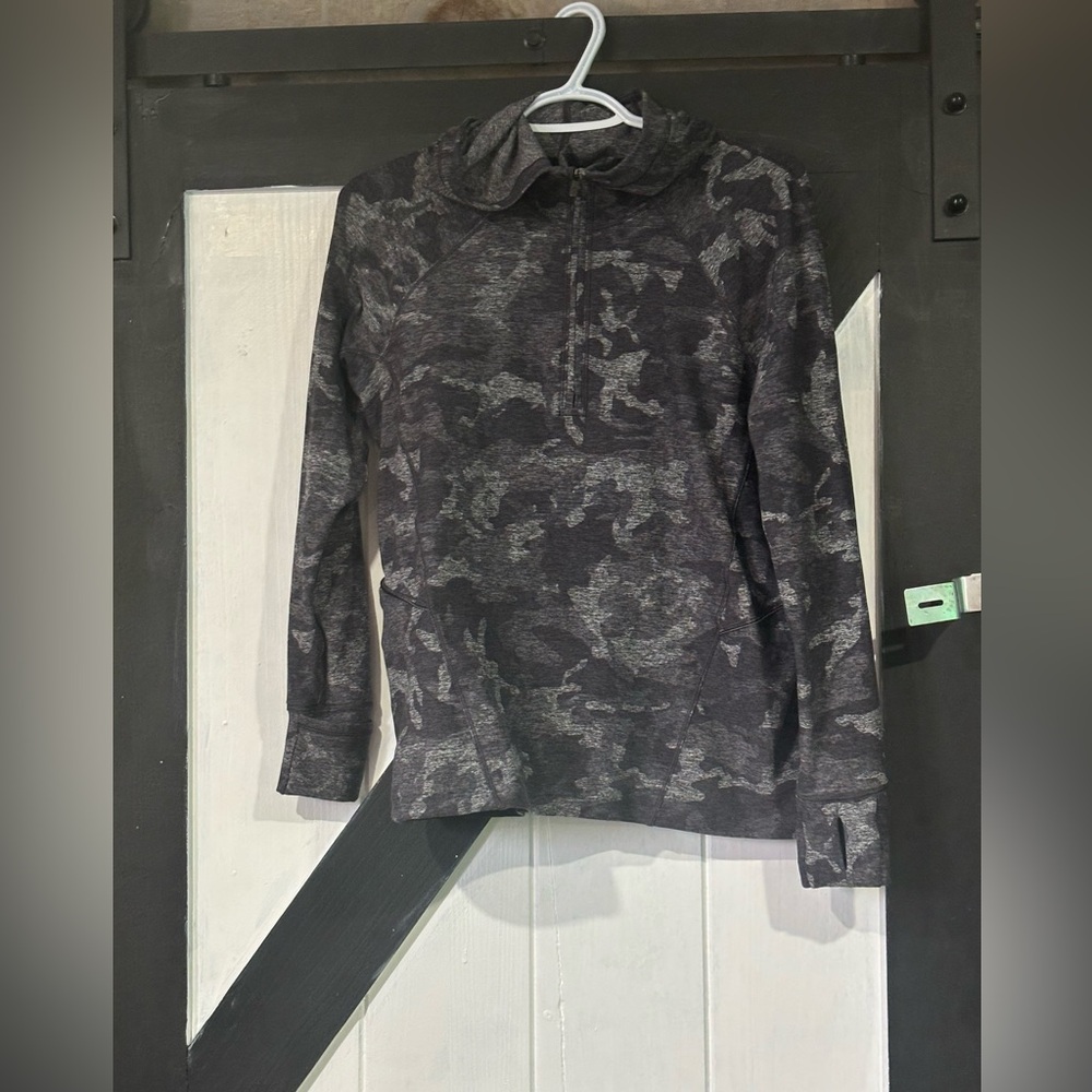 Lululemon Gray Camouflage Quarter-Zip Pullover Hoodie